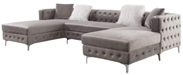 Furniture of America® Ciabattoni 3-Piece Gray U-Shape Sectional-3