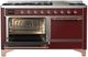 Ilve® Majestic III 60" Burgundy Pro Style Dual Fuel Liquid Propane Range with Solid Door and Copper Trim-2