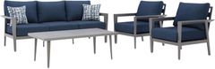 Signature Design by Ashley® Gali 4-Piece Blue/Gray Outdoor Aluminum/Fabric Conversation Set