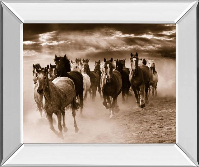 Classy Art Running Horses by Monte Naglar Mirror Framed Wall Art-0