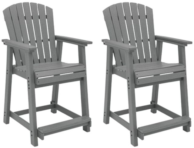 Signature Design by Ashley® Sanctuary Beach Dark Gray Plastic Outdoor Bar Stool-3