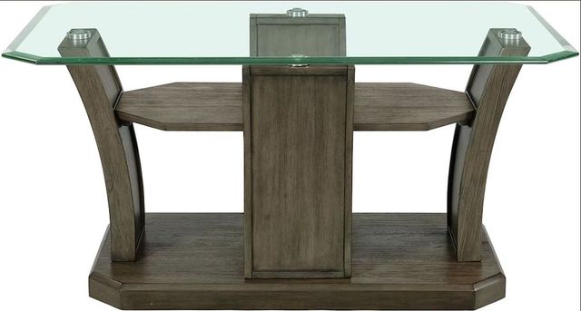 Elements International Dapper Glass Top Rectangular Coffee Table with Gray Base-2