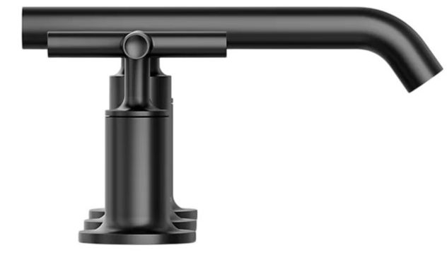 KOHLER® Purist® Matte Black Widespread Bathroom Sink Faucet with Cross Handles-2