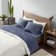 Olliix by INK+IVY Navy Queen Cotton Jersey Knit All Season Heathered Sheet Set-1