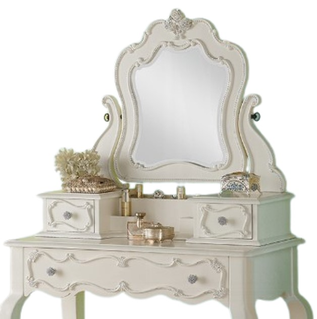 ACME Furniture Edalene Pearl White Vanity Desk with Mirror
