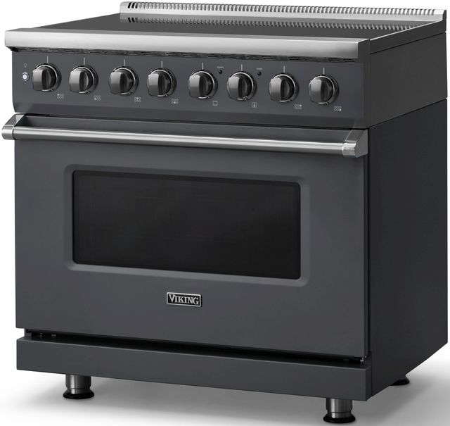 Viking® 5 Series 36" Cast Black Pro Style Induction Range with Polished Chrome Trim-2