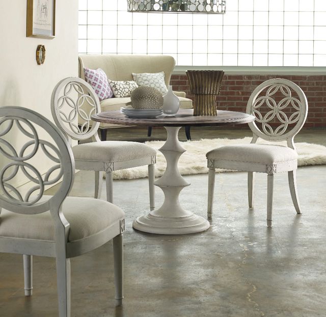 Hooker® Furniture Melange Brynlee Medium Wood Dining Table with White Base-1