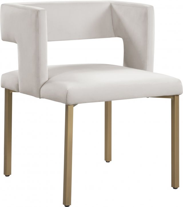 Meridian Furniture Caleb Cream/Gold Velvet Dining Chair-0