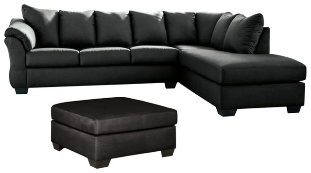 Signature Design by Ashley® Darcy 2-Piece Black Sectional with Ottoman-0