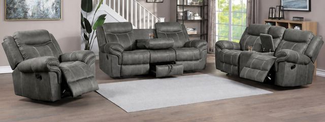 American Wholesale Furniture Knoxville Gray Manual Reclining Console Loveseat-1