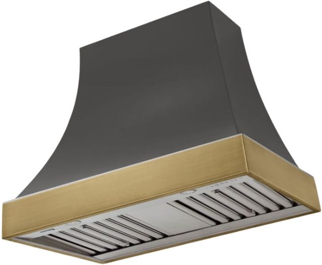 AGA Cascade 36" Slate Wall Mounted Range Hood  with Antique Brass Trim-0