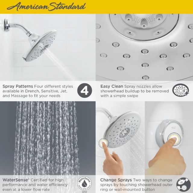 American Standard Spectra Polished Chrome 7" 4-Function Touch Water-Saving Showerhead with Wall-Mounted Remote-2