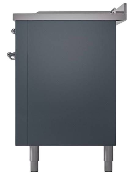 Ilve® Nostalgie II Noblesse 60'' Blue Gray Pro Style Dual Fuel Range with Chrome Trim-3