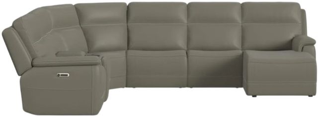 Flexsteel® Sawyer Gray Leather Power Reclining Sectional with Custom Layout Options-2