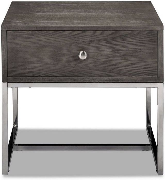 Mazin Furniture Harmony Gray End Table with Chrome Base-2