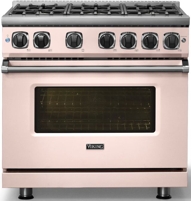 Viking® 7 Series 36" Blush Pro Style Natural Gas Range-2