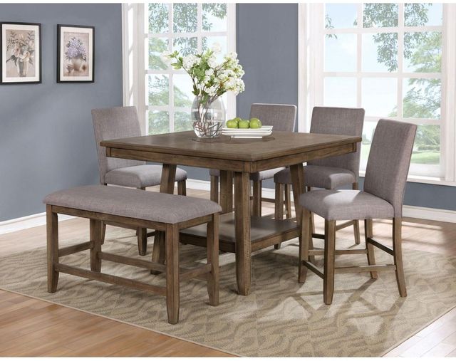 Crown Mark Manning Brown/Gray Counter Dining Bench-2