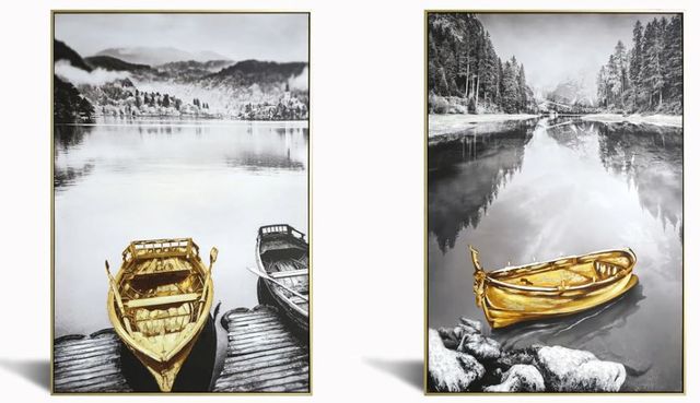 Classy Art 2-Piece Style 13 Hand Painted Textured Canvas in Frame Wall Art Set-1