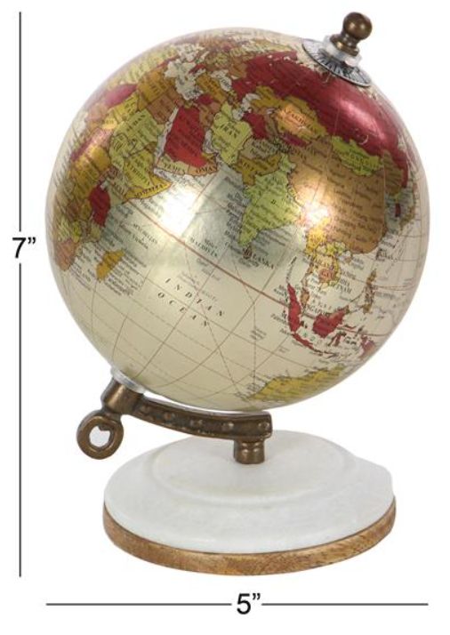 Deco Marche White Plastic Globe with Marble Base-2