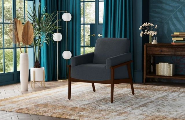 Elements International Ava Cherry/Langley Blue Chair-1
