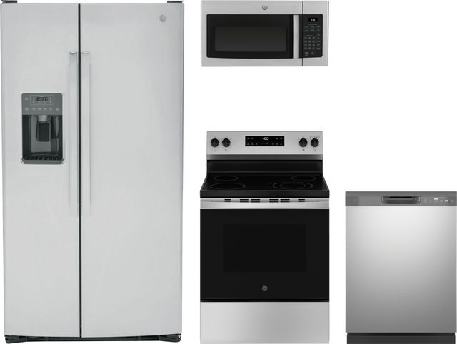 GE® 4 Piece Stainless Steel Kitchen Package