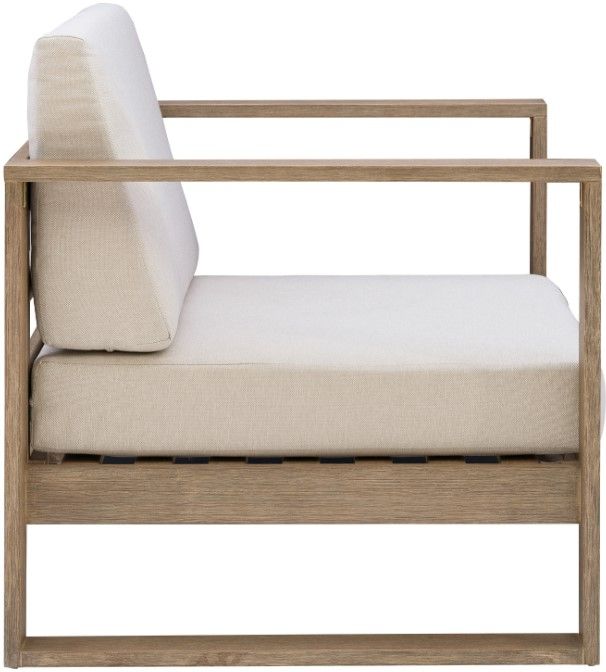 Linon Brinley Beige/Natural Brown Eucalyptus/Fabric Outdoor Arm Chair-3
