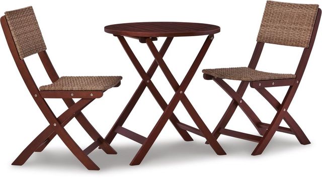 Signature Design by Ashley® Safari Peak 3-Piece Brown Outdoor Chairs with Table Set-0