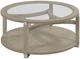 Hammary® Solstice Glass Top Round Coffee Table with Soft Beige Base-0