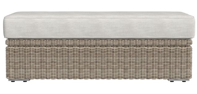 Elements International Carmona Beige/Natural Fabric/Olefin Outdoor Ottoman-3