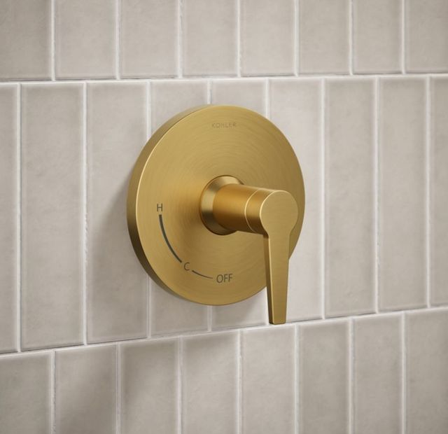 KOHLER® Pitch® Rite-Temp® Vibrant Brushed Moderne Brass 1.75 GPM Shower Trim Kit-3