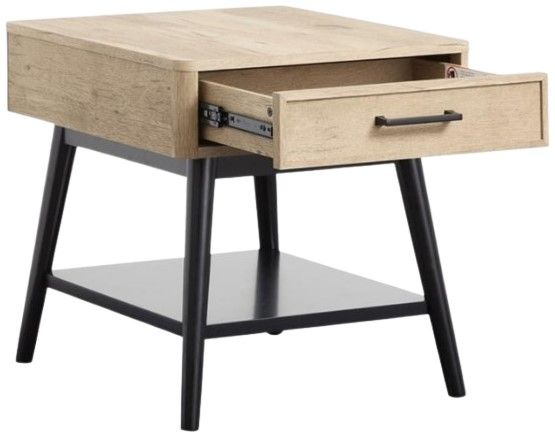 Magnussen Home® Fletcher Driftwood Rectangular End Table with Black Base-2