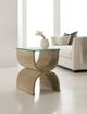 Hooker® Furniture Melange Lenny Glass Top Woven End Table with Brown Base-1