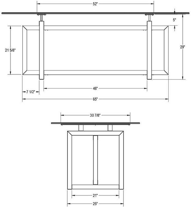 Amisco Customizable Ezra 84" Rectangular Dining Table with 0.5" Italian Porcelain on Glass Top-2