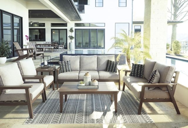 Signature Design by Ashley® Emmeline Beige/Brown Fabric/Polyethylene Outdoor Sofa-5