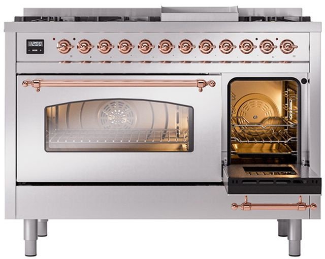 Ilve® Nostalgie II Series 48" Stainless Steel Pro Style Dual Fuel Range-3