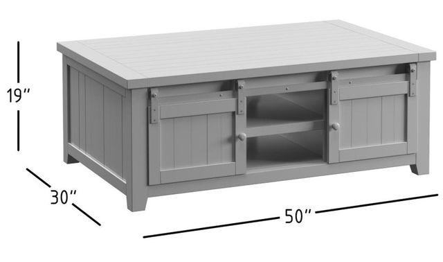 Jofran Inc. Madison County Barnwood Barn Door Cocktail Table with Vintage White Base-2