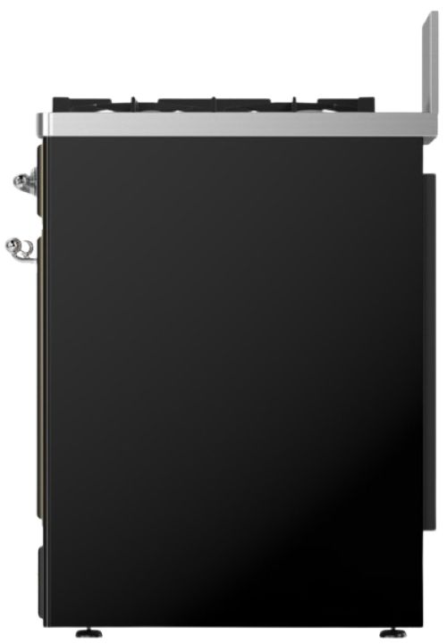 Ilve® Majestic III 30" Glossy Black Pro Style Dual Fuel Natural Gas Range with 5 Black Brass Burners and Chrome Trim-3