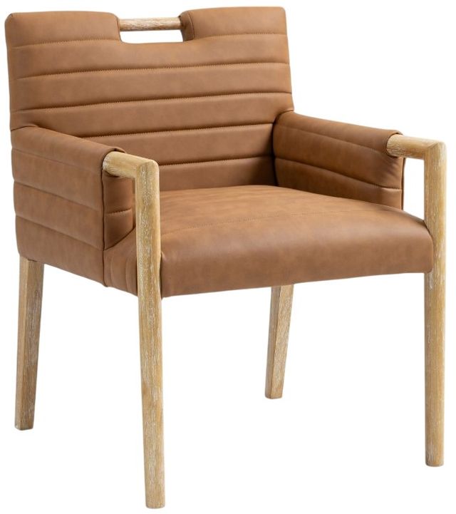 Meridian Furniture Aimee Cognac/Natural Leather Dining Arm Chair-0
