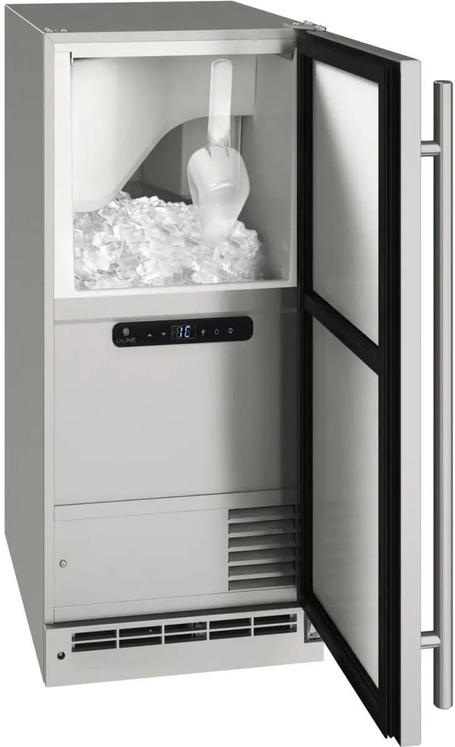U-Line® Outdoor 15" Stainless Solid Ice Maker-1
