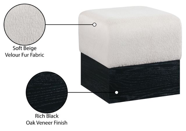 Meridian Furniture Havre Beige/Black Upholstered Ottoman-4