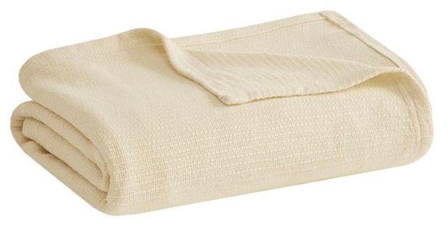 Olliix by Madison Park Freshspun Basketweave Natural Twin Cotton Blanket-0