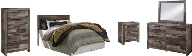 Benchcraft® Derekson 5-Piece Multi Gray Queen/Full Panel Headboard Bedroom Set-0