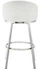 Armen Living Eleanor Brushed Stainless Steel/White Steel 30'' Barstool-3