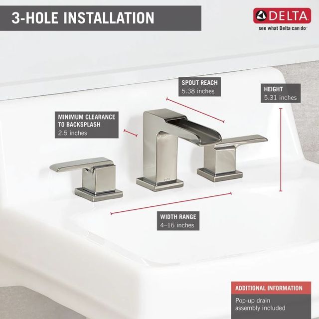 Delta Ara® Chrome 2-Handle Widespread Channel Bathroom Faucet with Drain-4