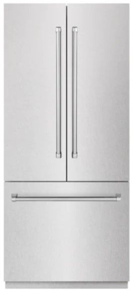 ZLINE 36" 19.6 Cu. Ft. Satin Stainless Steel Built-In French Door Refrigerator with Graphite Gray Interior-0