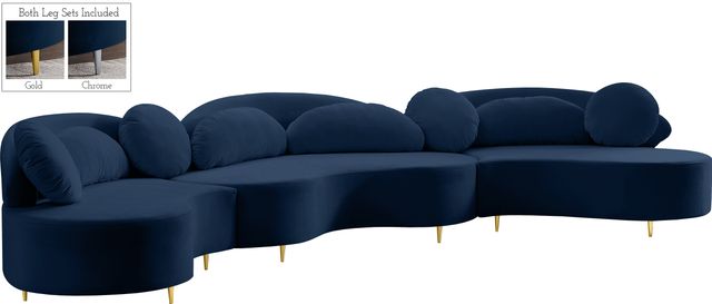 Meridian Furniture Vivacious 3-Piece Navy Velvet Sectional-0
