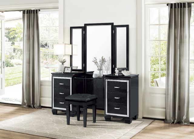 Homelegance® Allura Black Vanity Stool-1
