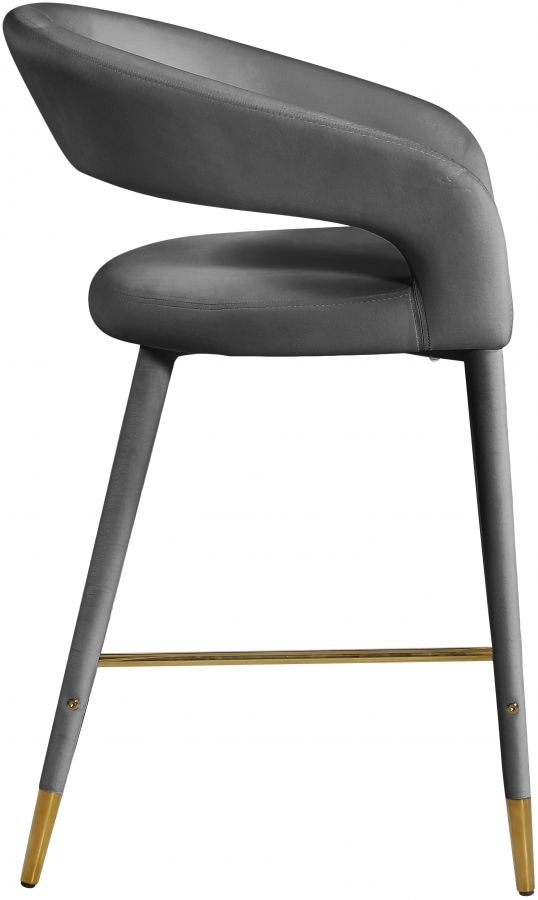 Meridian Furniture Destiny Grey Velvet Stool-3