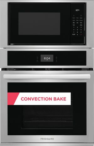 Front view of the Frigidaire® 27" Stainless Steel Oven/Micro Combo Electric Wall Oven