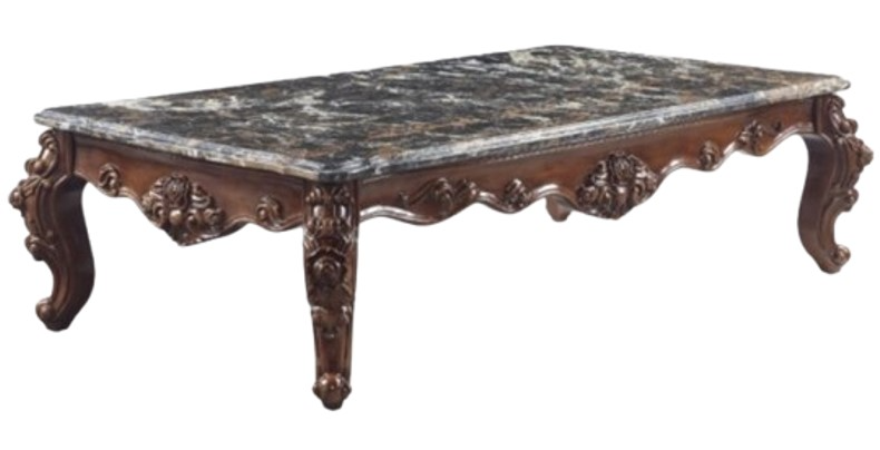 ACME Furniture Forsythia Marble Top Coffee Table with Walnut Base